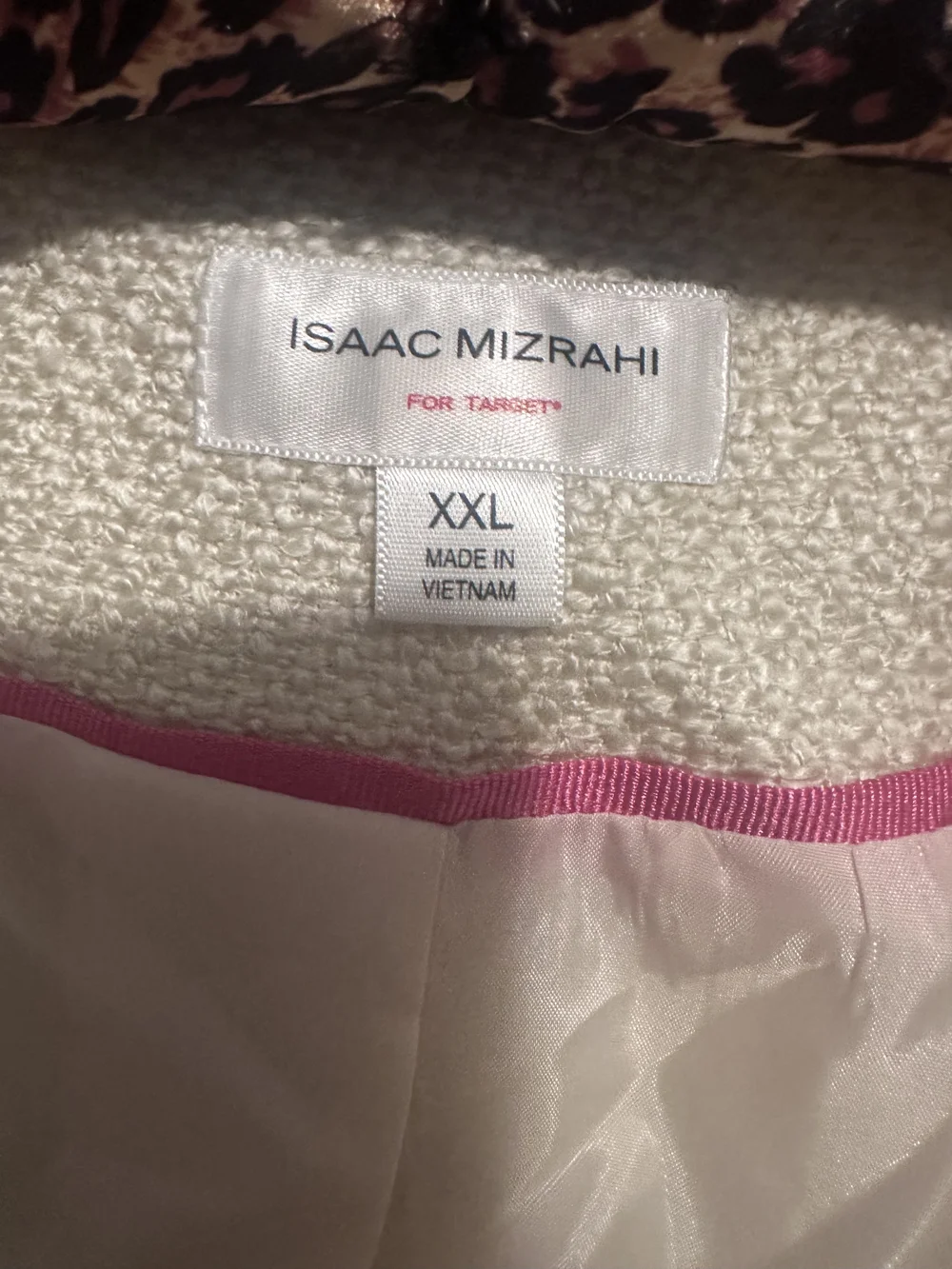 Isaac Mizrahi Cream Textured Collarless Blazer